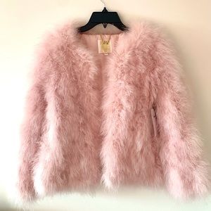 beautiful pello bello soft pink ostrich feather jacket